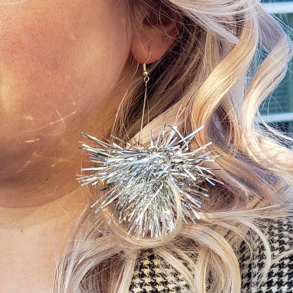 Tinsel Pom Earrings