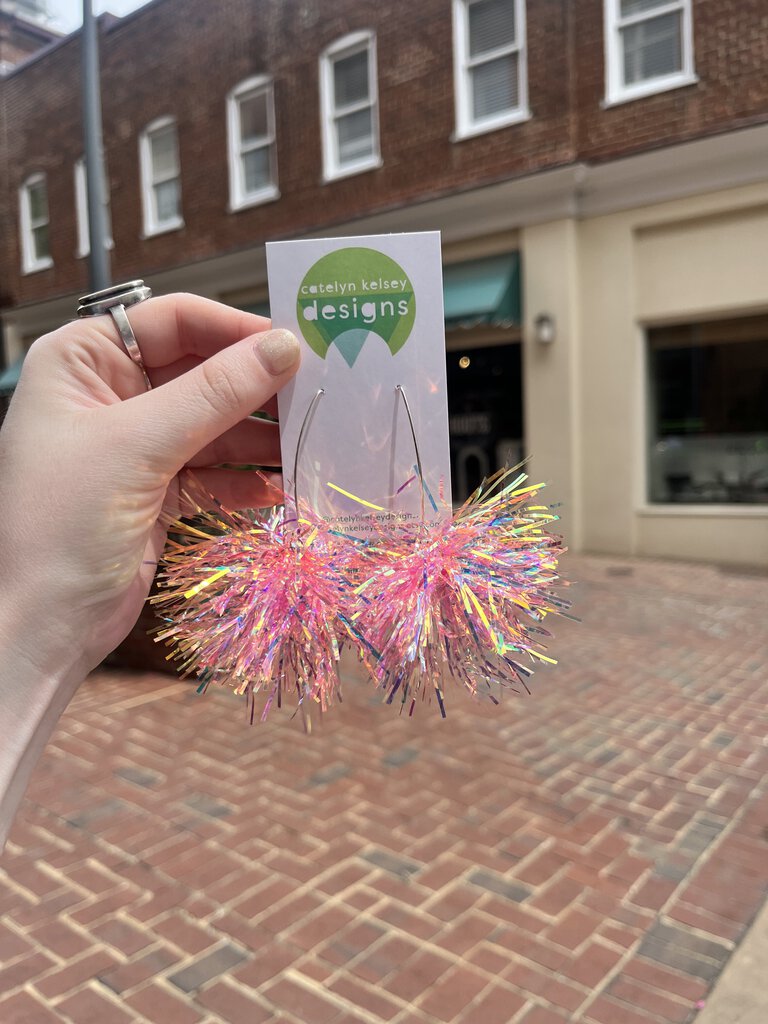 Tinsel Pom Earrings