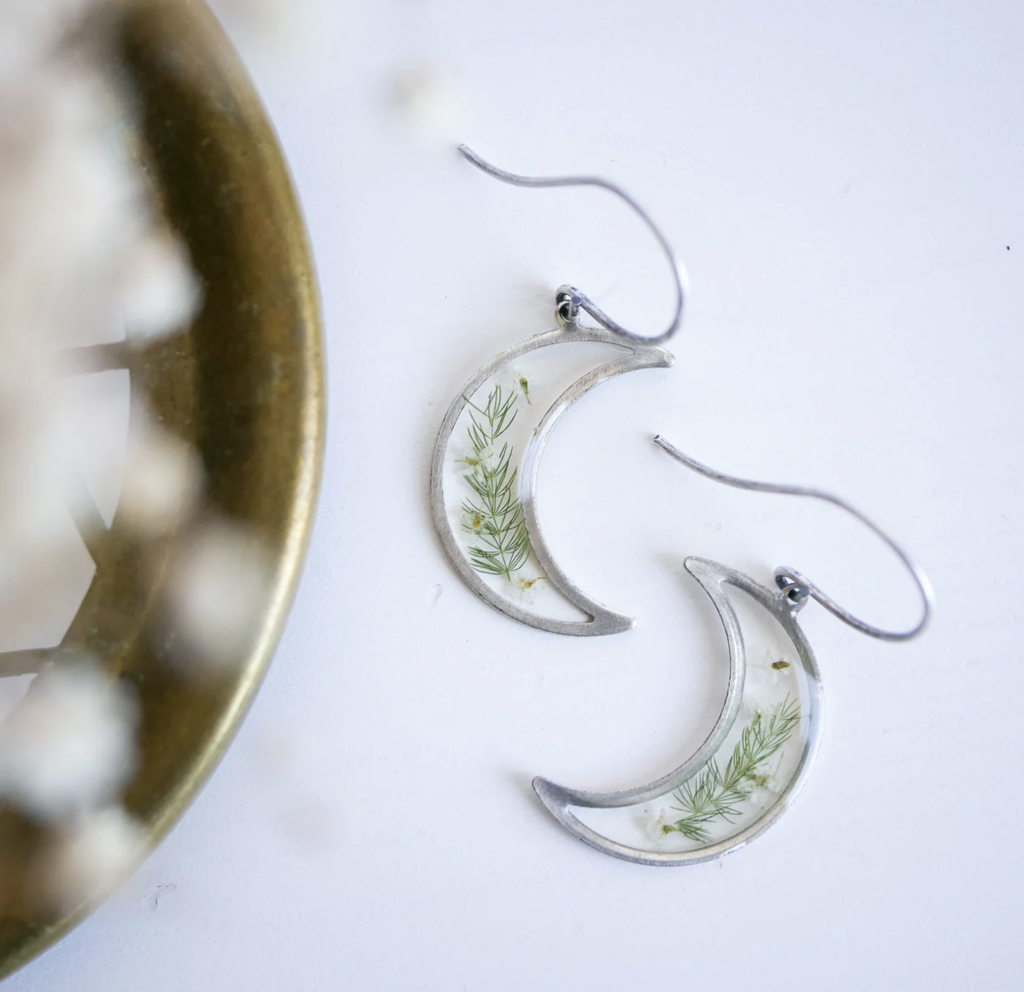Garden Flower Moon Earrings