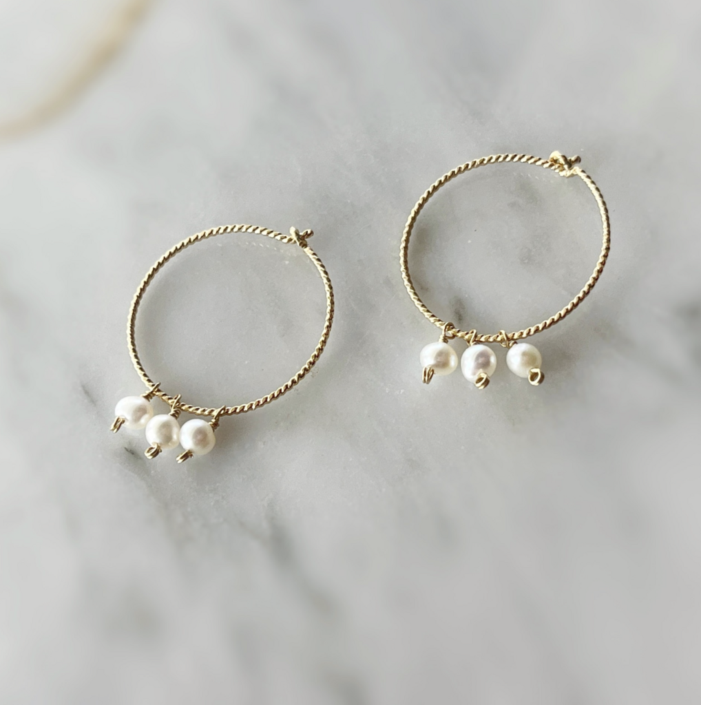 Twist Pearl Hoop Earrings