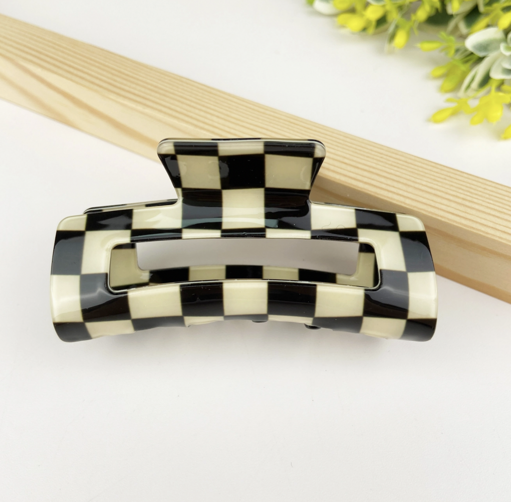 Checkerboard Retro Hair Claw Clip