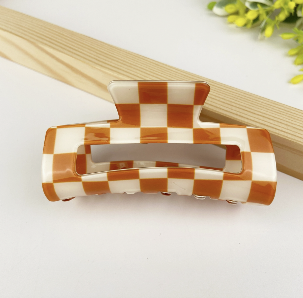 Checkerboard Retro Hair Claw Clip