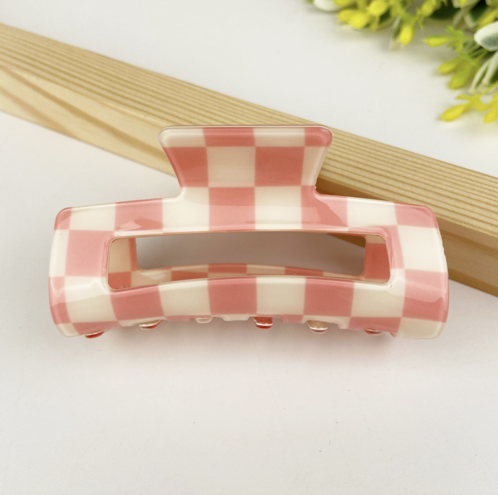 Checkerboard Retro Hair Claw Clip