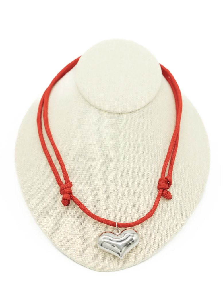 The Paracord Jumbo Puffy Heart Necklace: Silver