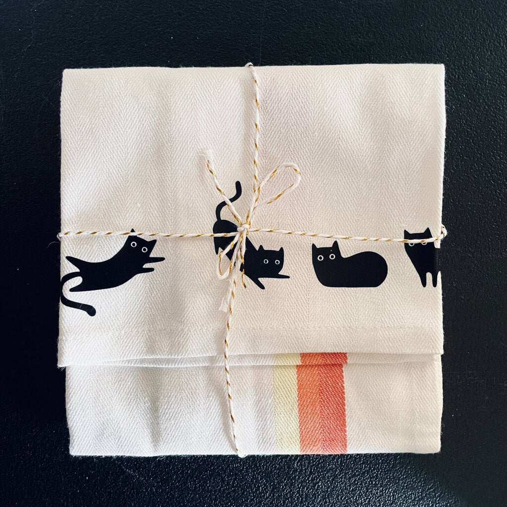 Cat Poses Tea Towel