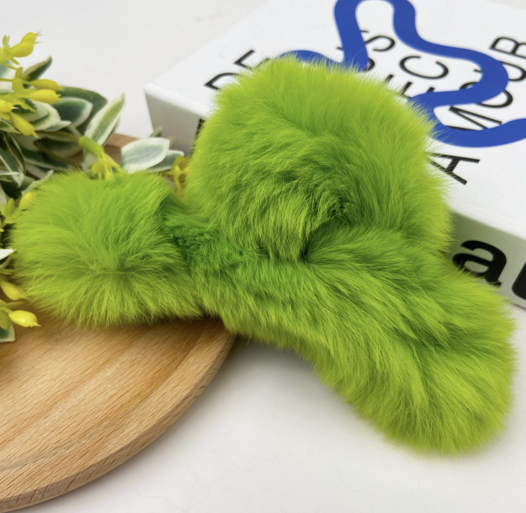 Soft Rex Rabbit Fur Hair Claw Clip