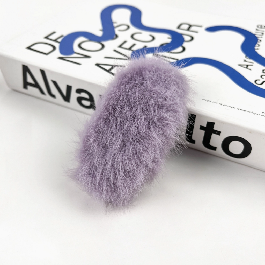 Oval Fur Plush Snap Hair Clip