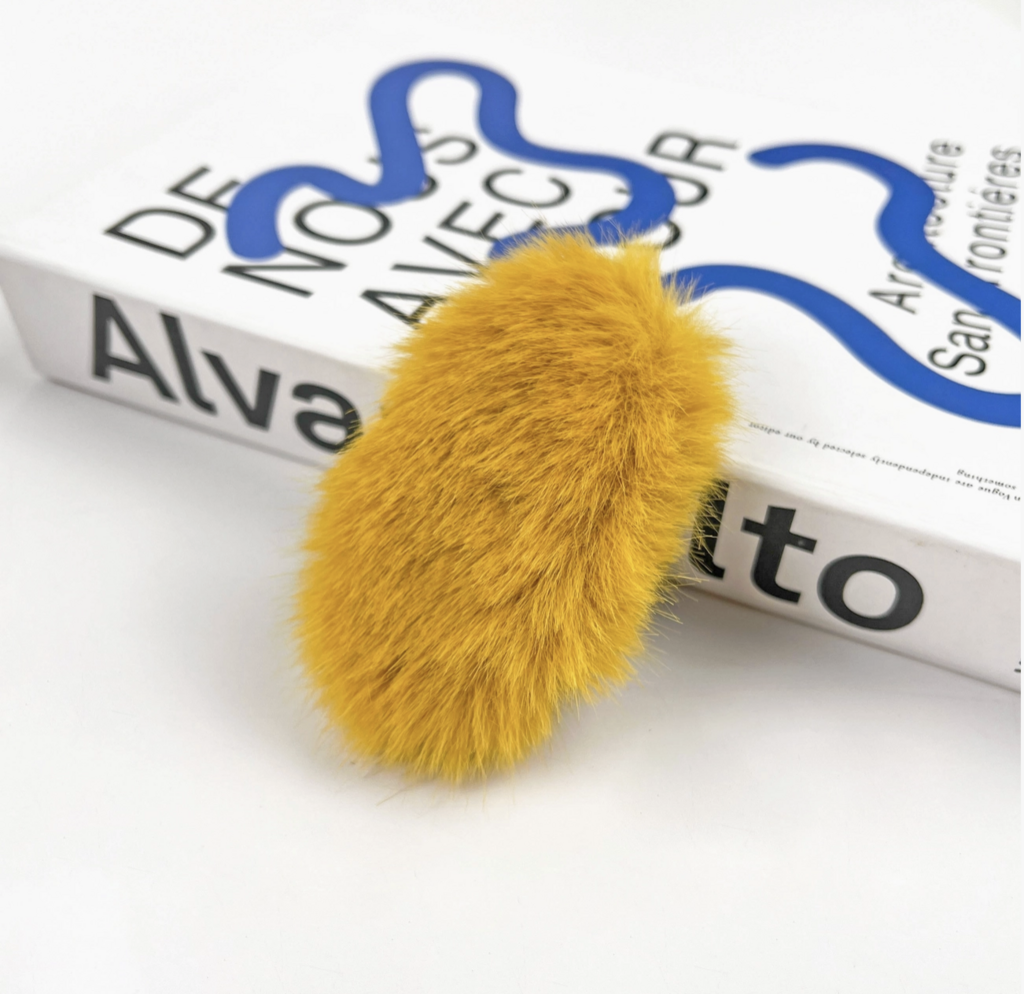 Oval Fur Plush Snap Hair Clip