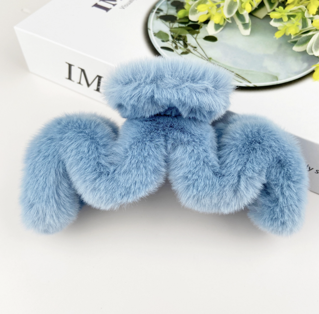 Squiggle Fuzzy Hair Claw Clip