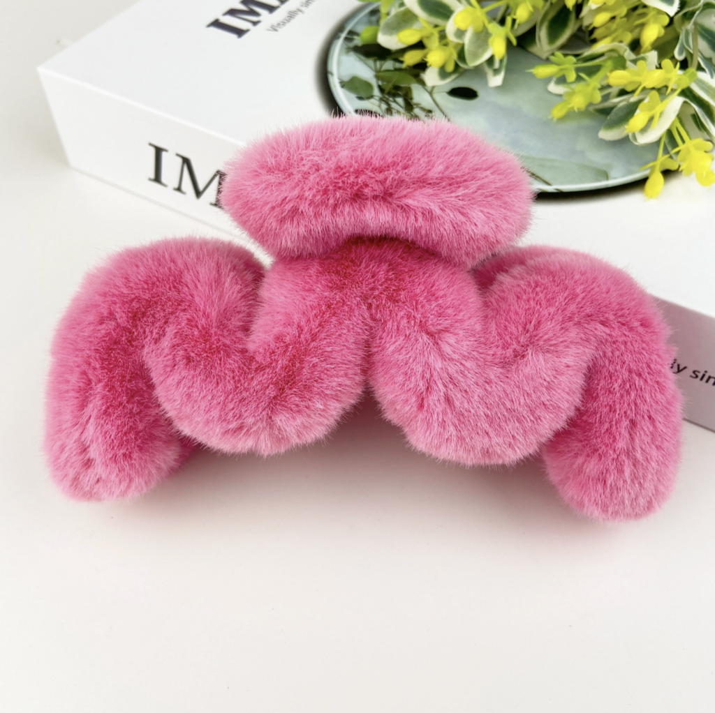 Squiggle Fuzzy Hair Claw Clip