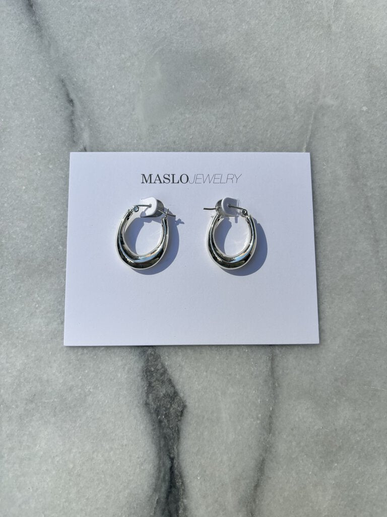 Large Oval Hollow Hoop Earrings