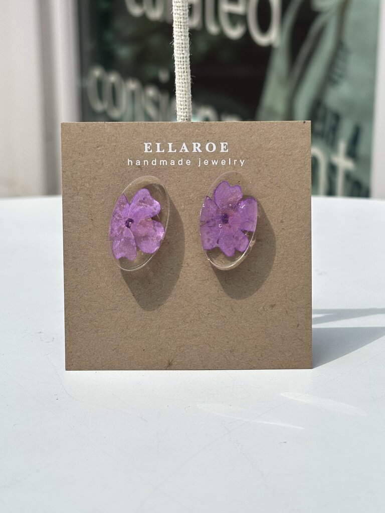 Oval Floral Stud Earrings