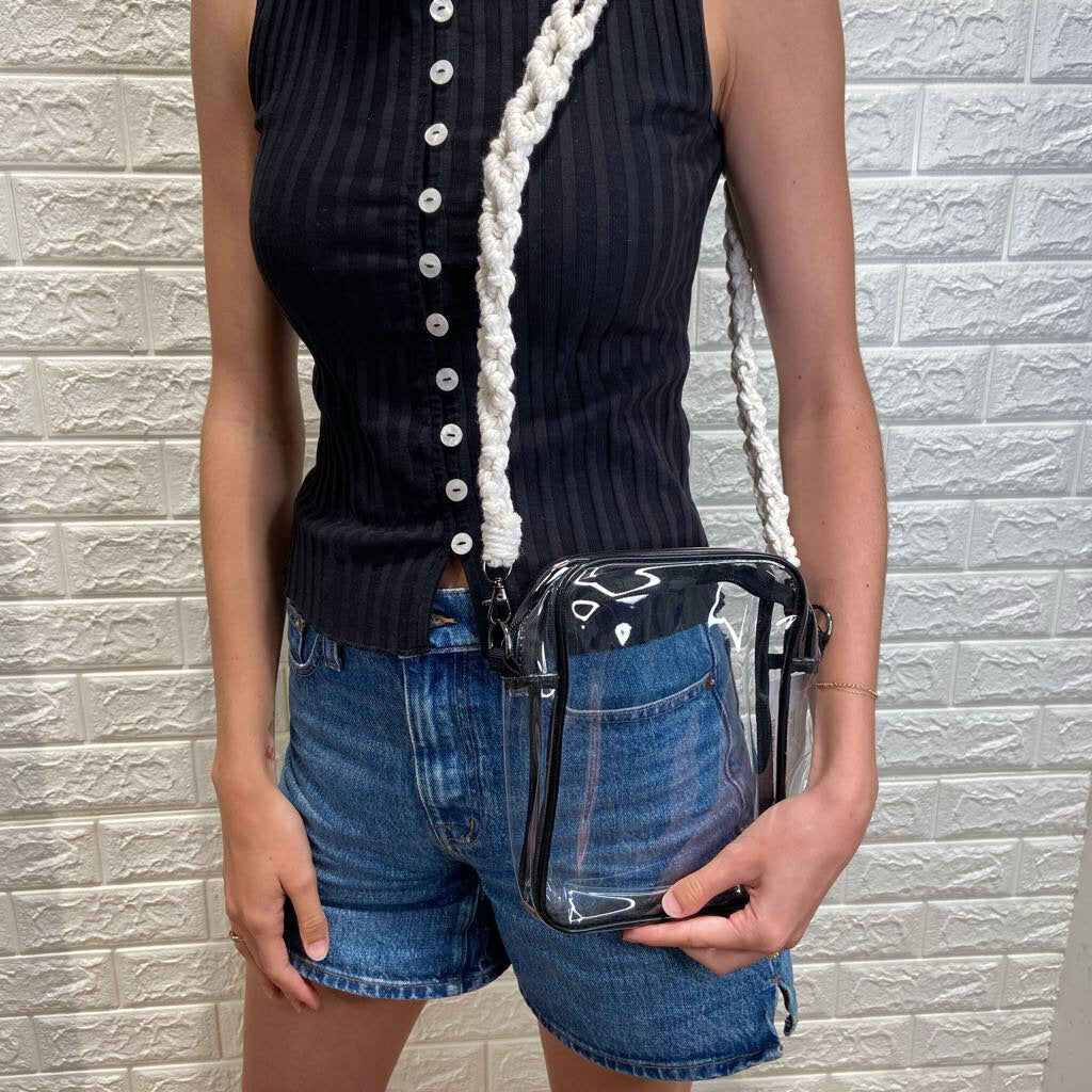 Macrame Clear Crossbody Stadium Bag