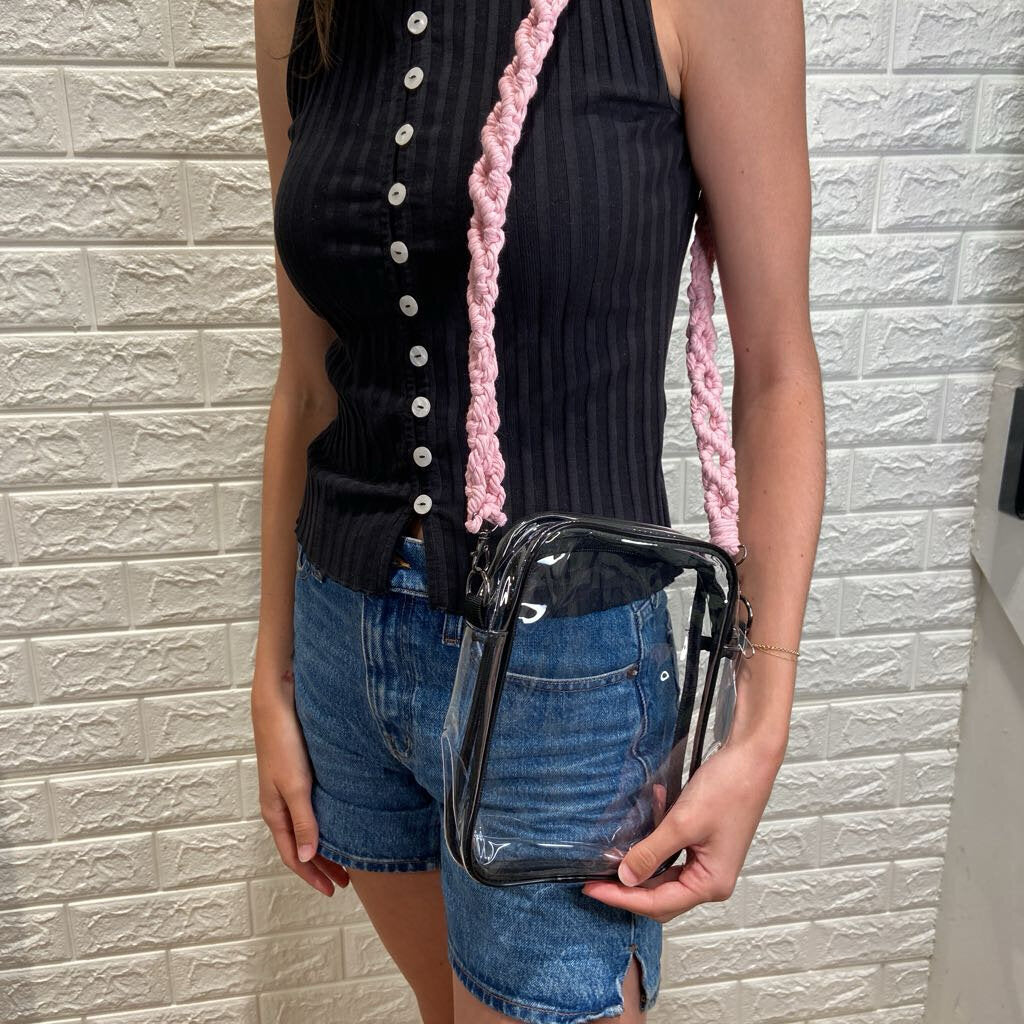 Macrame Clear Crossbody Stadium Bag