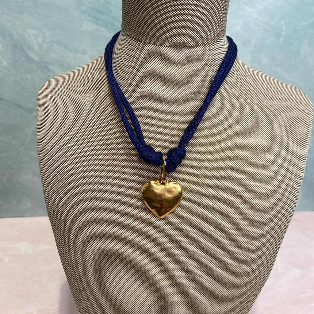 The Paracord Hammered Heart Necklace: Gold