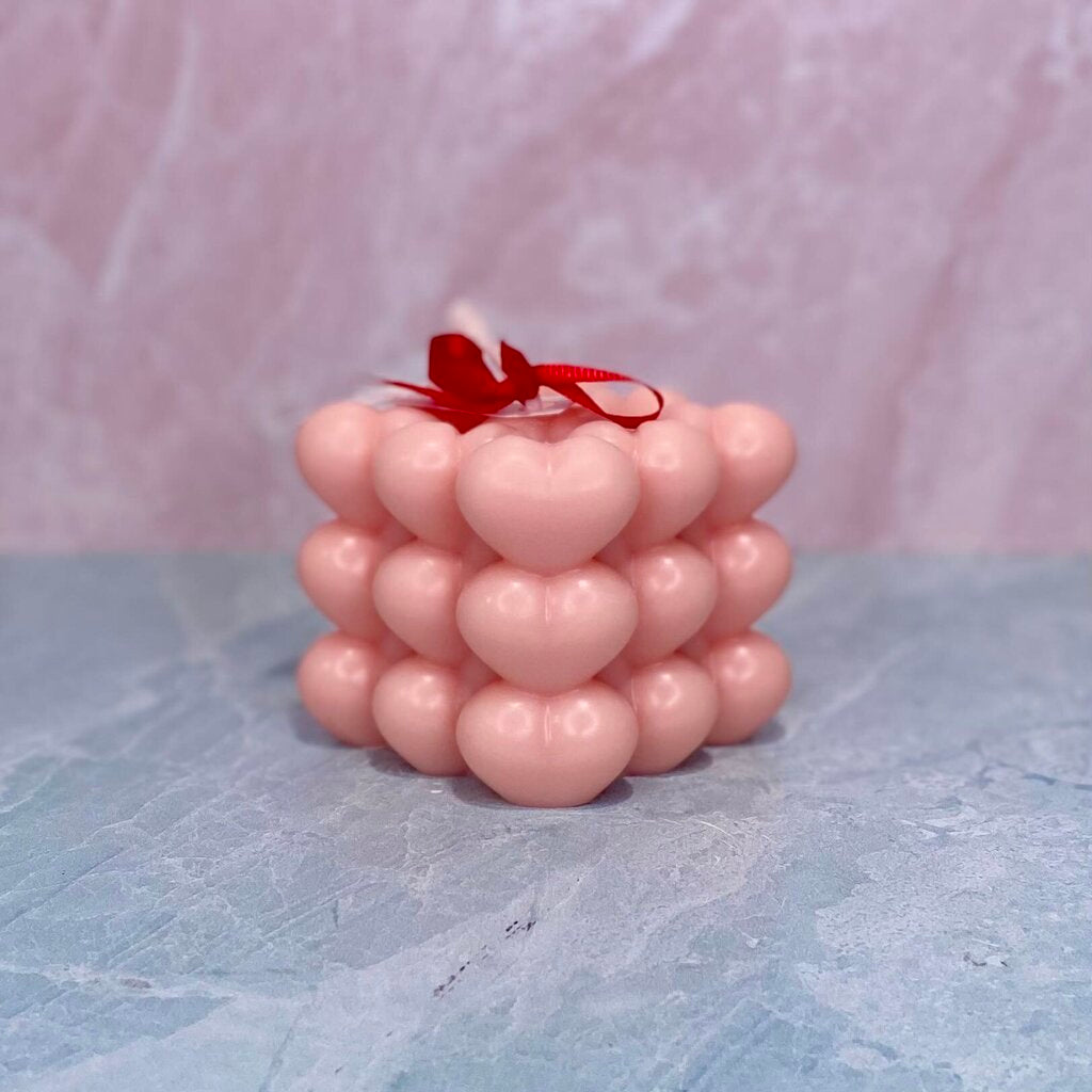 Heart Bubble Cube Candle