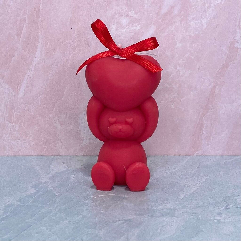 Bear Holding Heart Candle