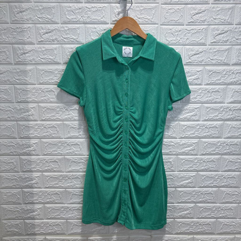 ruched button up dress Ruched Shirt Dress