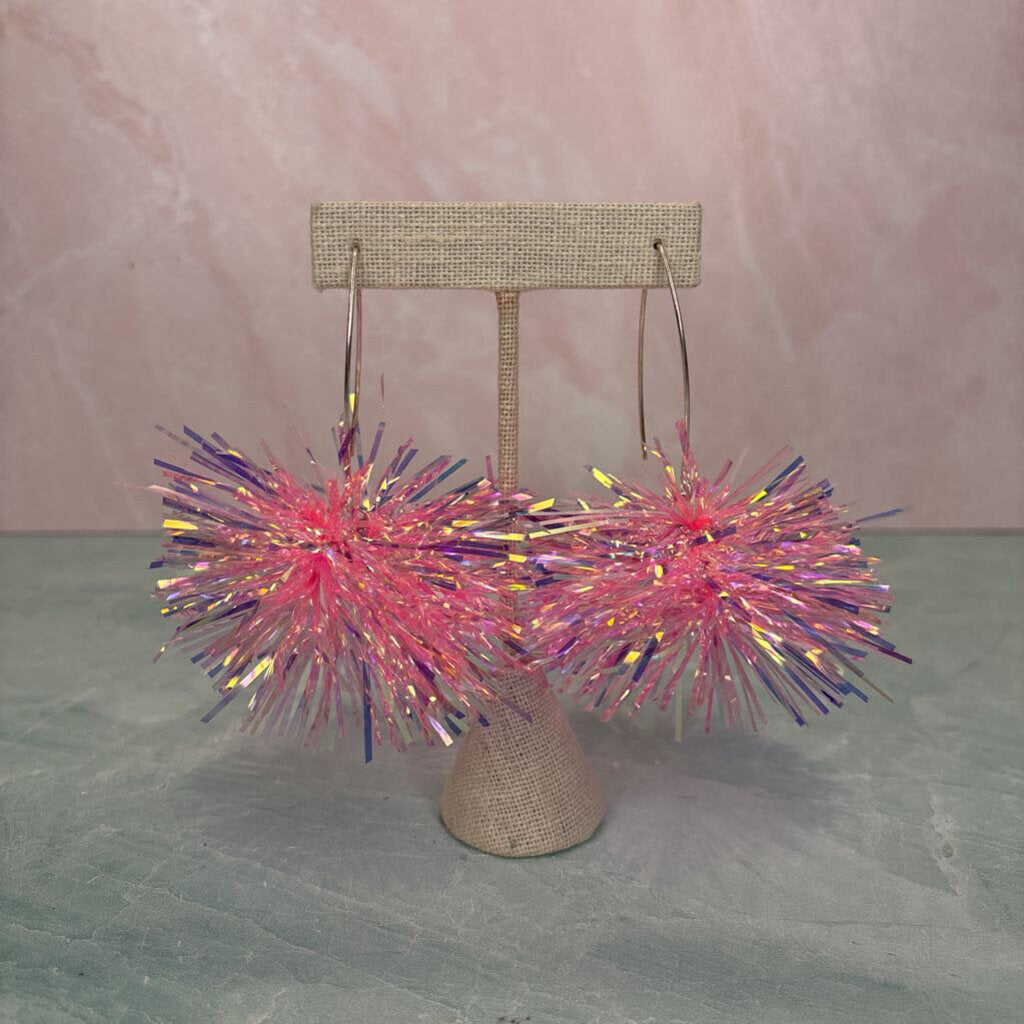 Tinsel Pom Earrings