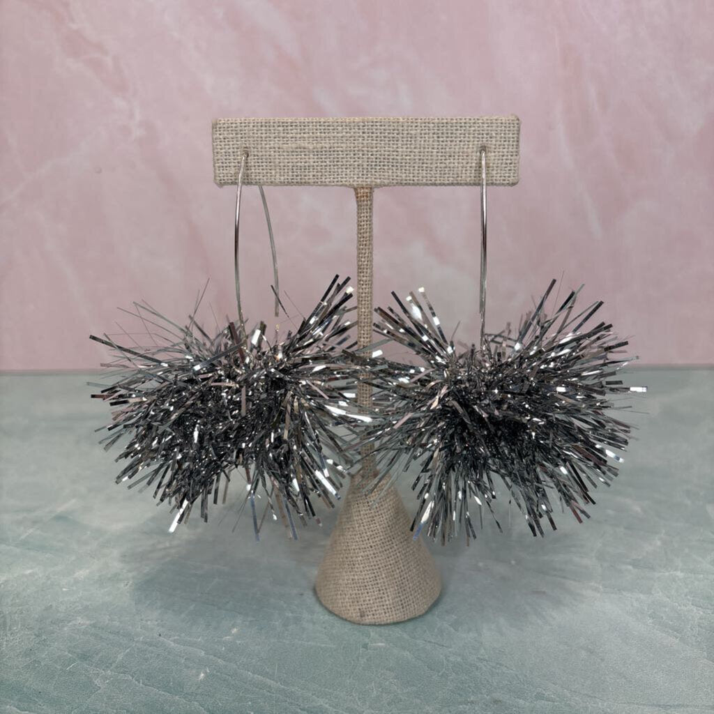 Tinsel Pom Earrings