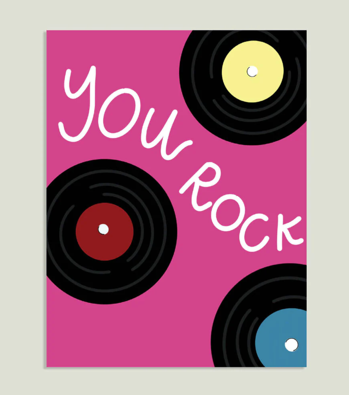"You rock" Greeting card with records made by Lauren Brawley Creative