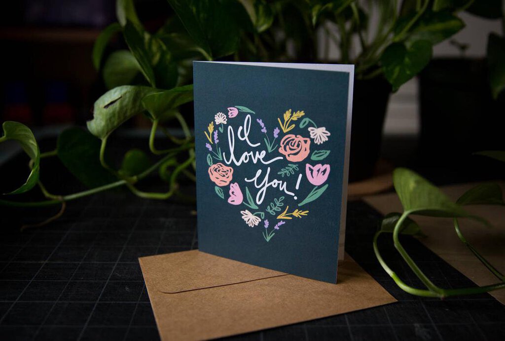 Love You Flower Heart Card