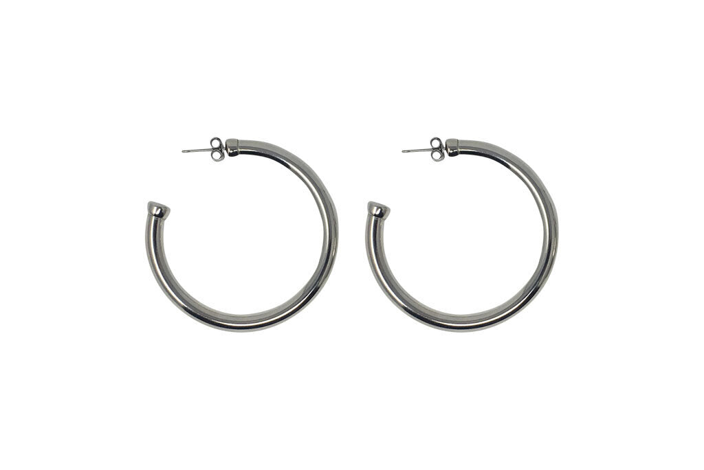 Silver Hoop Earrings Large