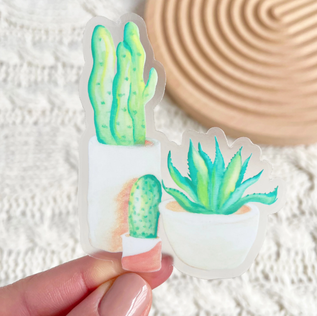 Clear Potted Cactus Sticker