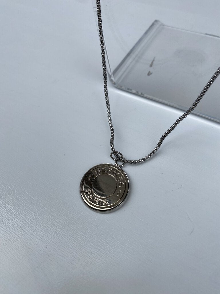 Silver Hermes Pendant Necklace