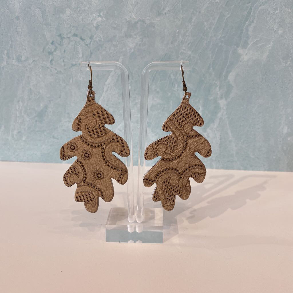 Leather Maple Leaf Earrings