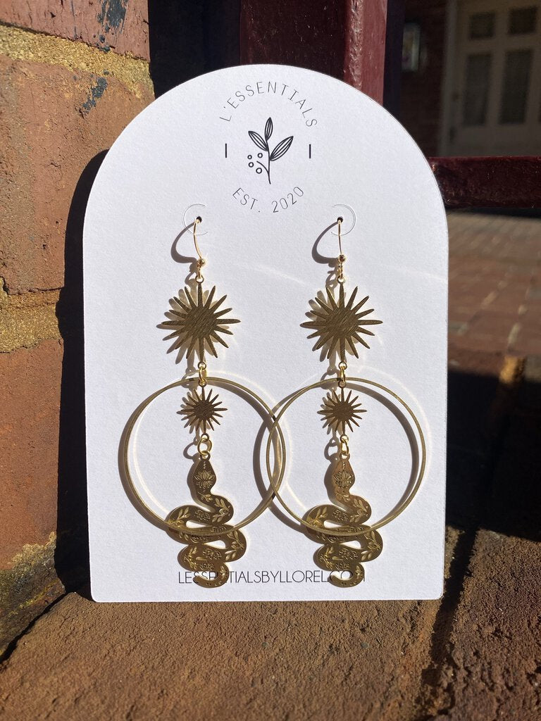 Sun & Snake Dangle Earrings